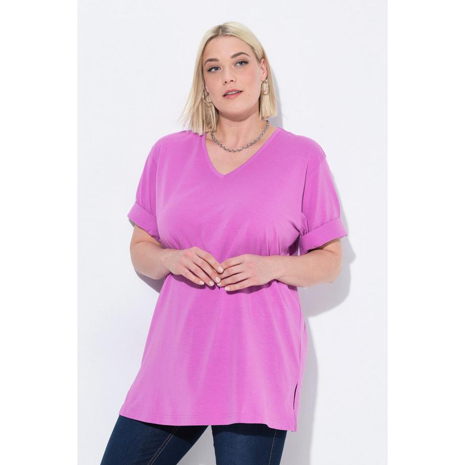 Ulla Popken Relaxed Fit V-Ausschnitt Halbarm T-Shirt  