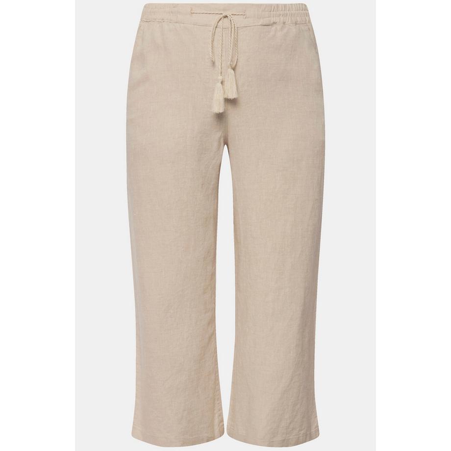 Ulla Popken Pantalon en lin 7/8 Taille élastique  
