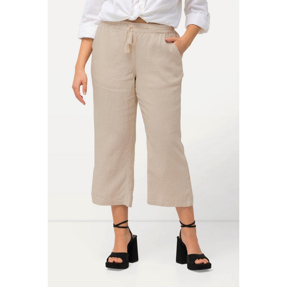 Ulla Popken Pantalon en lin 7/8 Taille élastique  