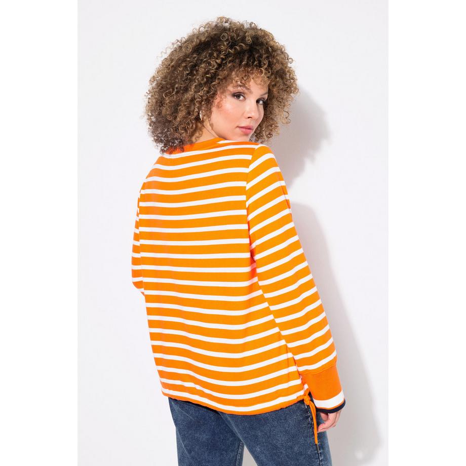 Ulla Popken Ringel Tunnelzug Rundhals Langarm Sweatshirt  