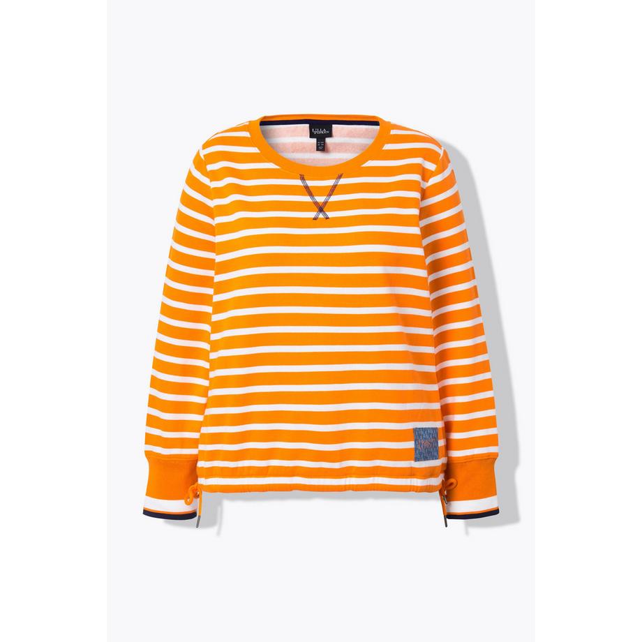 Ulla Popken Ringel Tunnelzug Rundhals Langarm Sweatshirt  