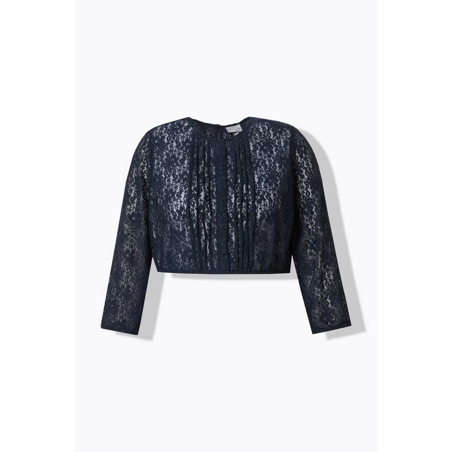 Ulla Popken Camicetta Dirndl pizzo elastico scollo rotondo maniche 3/4  