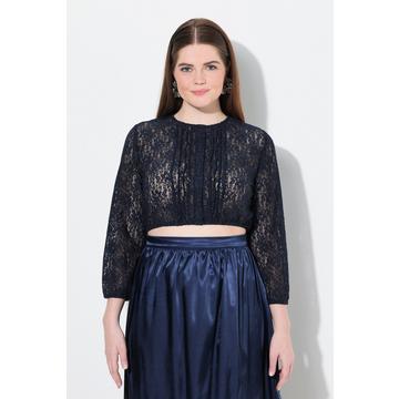 Blusa in tradizionale stile Dirndl con pizzo elasticizzato, scollo rotondo e maniche a 3/4