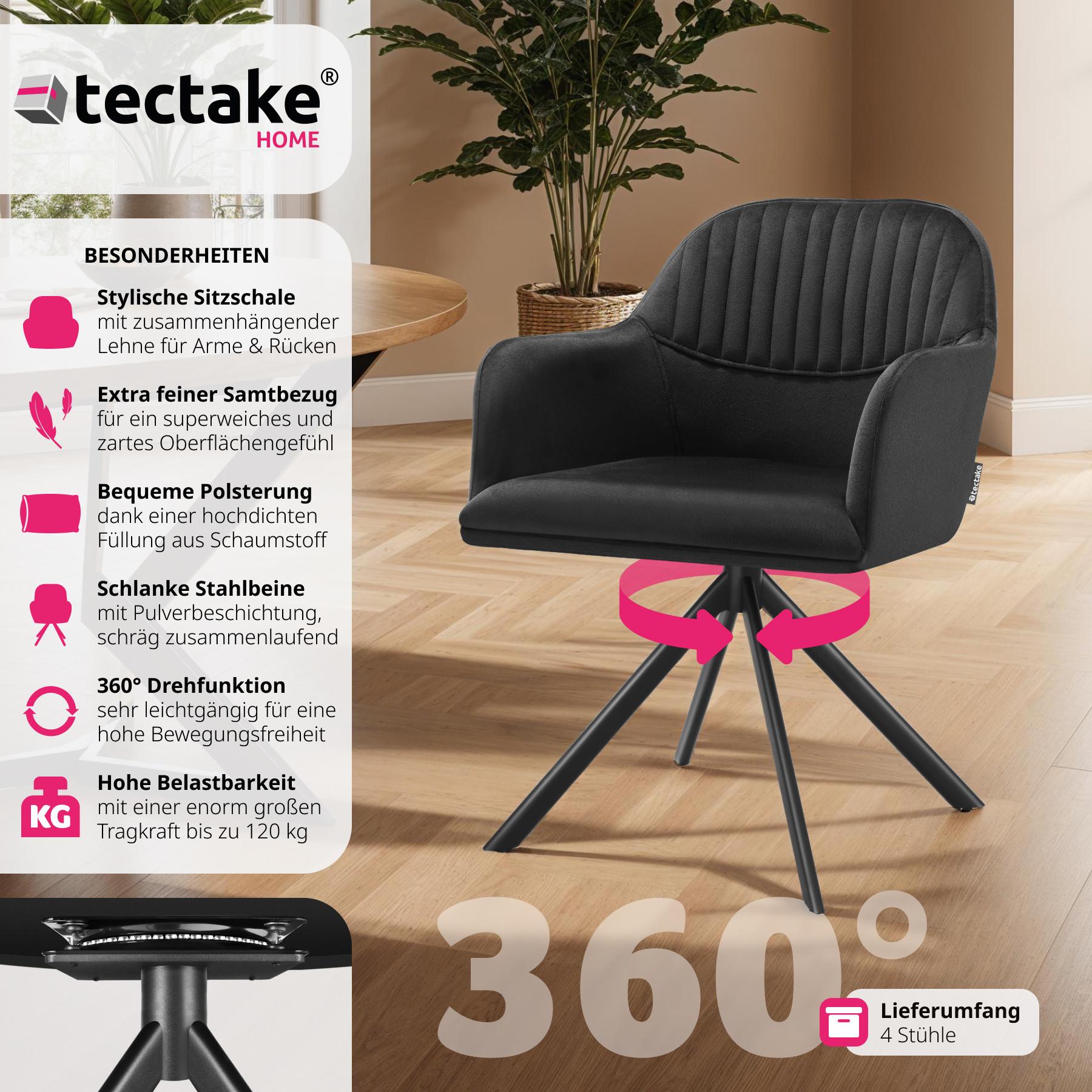 Tectake Chaise pivotante en velours Lona avec rembourrage épais  