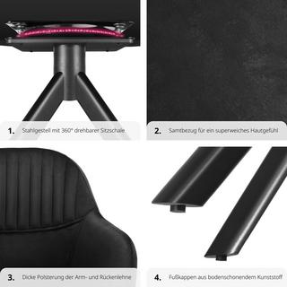 Tectake Chaise pivotante en velours Lona avec rembourrage épais  