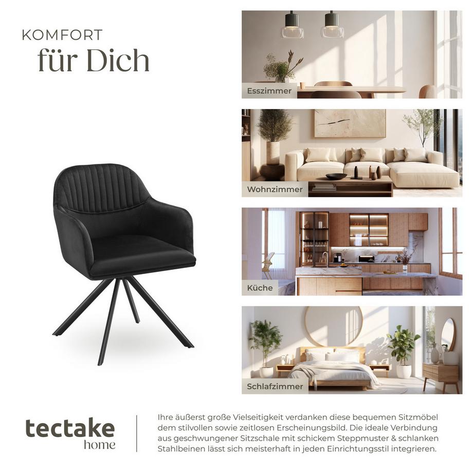 Tectake Sedia girevole effetto velluto Lona imbottita  