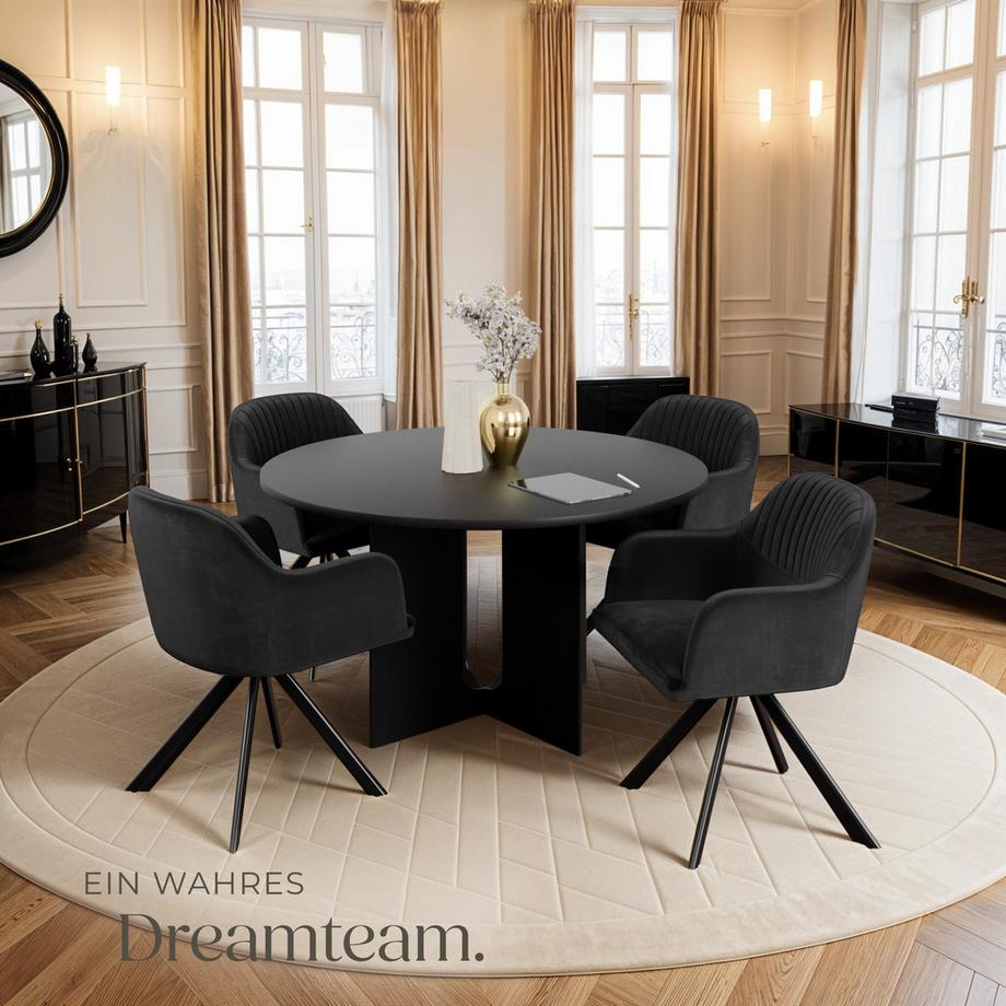 Tectake Sedia girevole effetto velluto Lona imbottita  