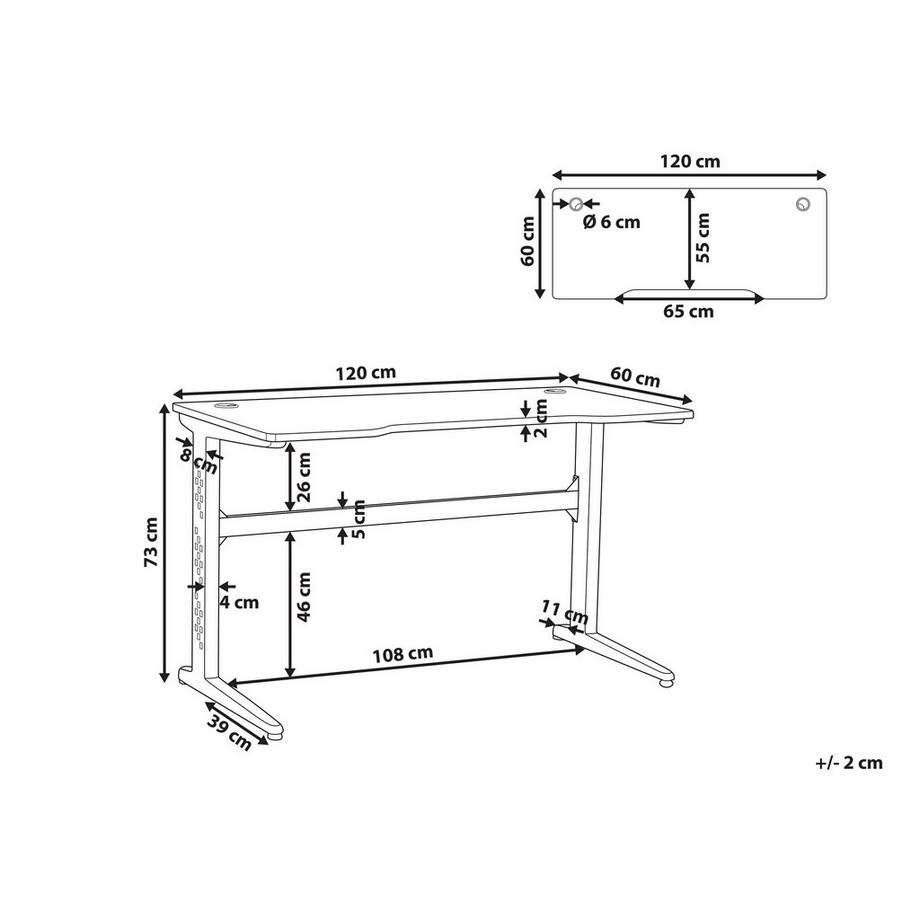 Beliani Scrivania da gaming en Fibra a media densità (MDF) Moderno DEXTER  
