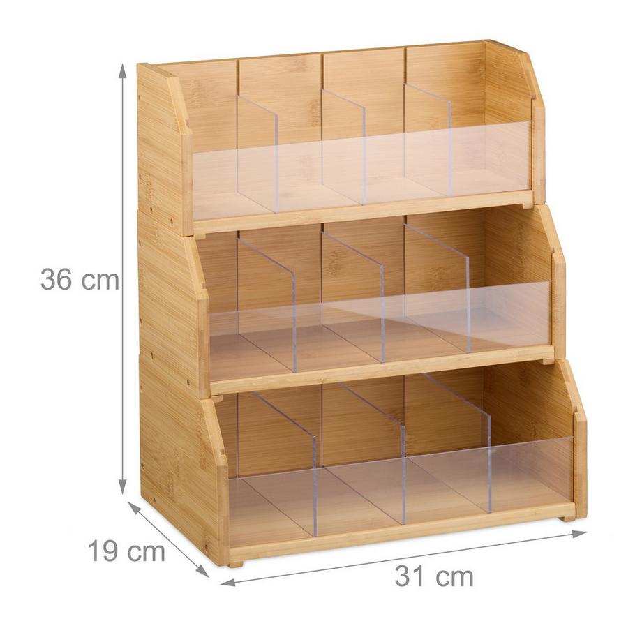 Northix Teebehälter 12 Fächer Bambus  