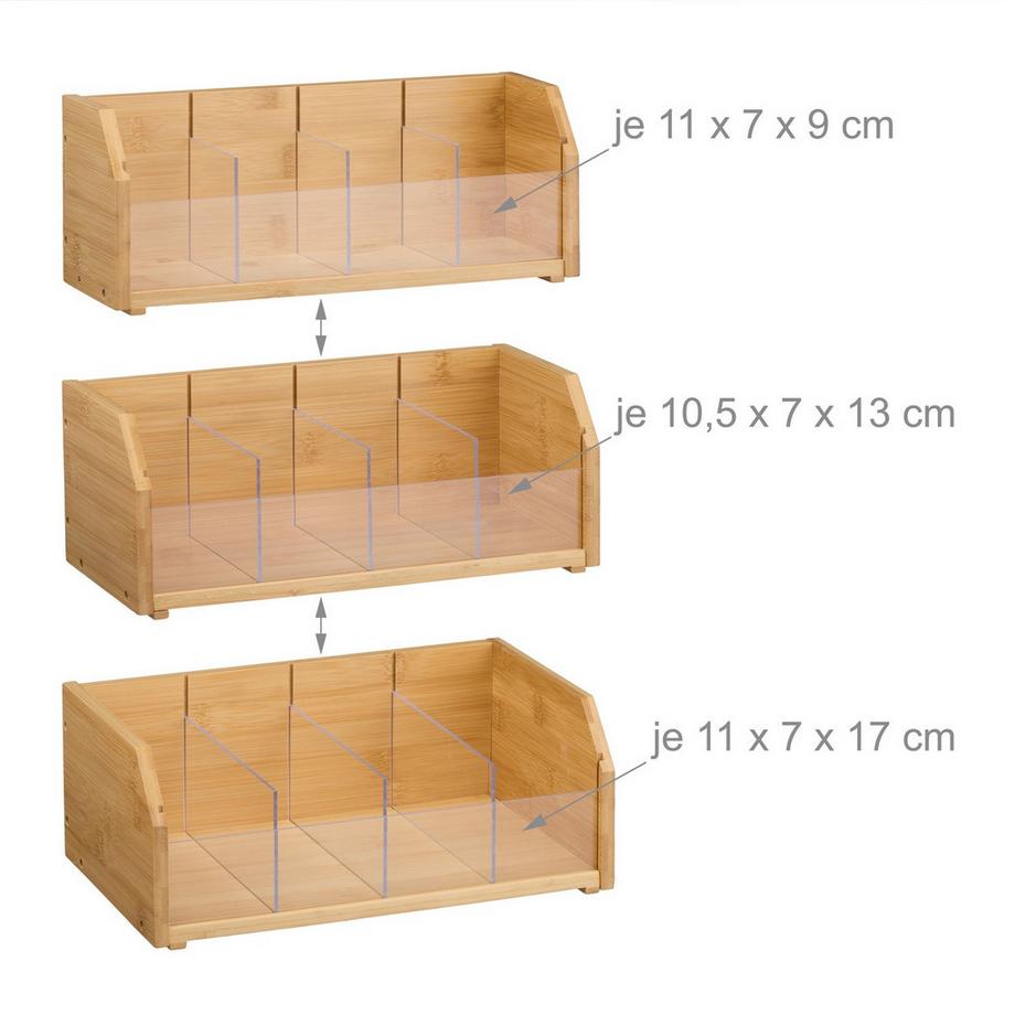 Northix Teebehälter 12 Fächer Bambus  