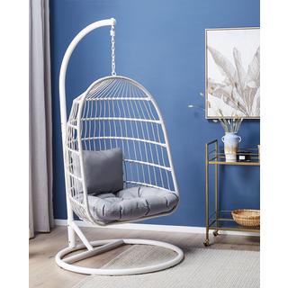 Beliani Hängesessel mit Gestell aus Stoff Boho ALLERA  