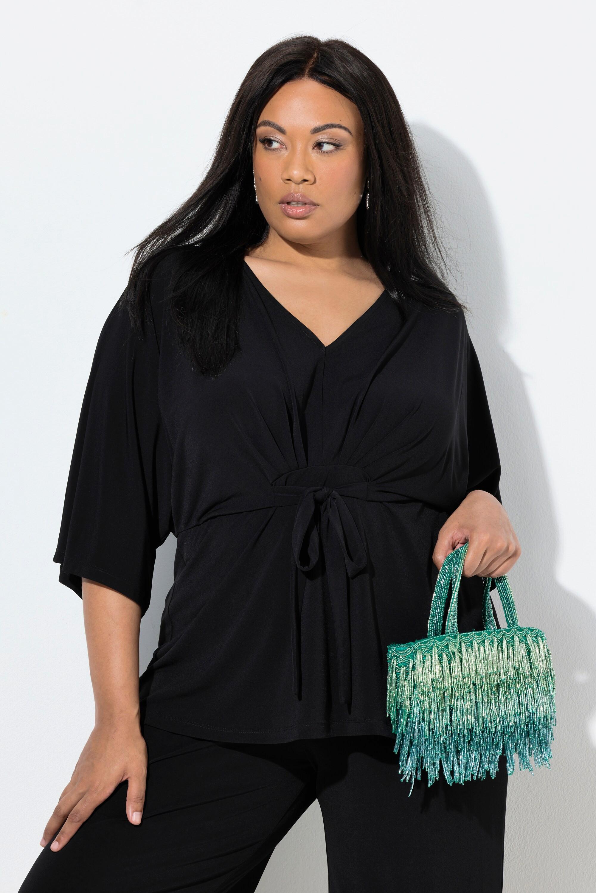 Ulla Popken Maglia a kimono Cintura Scollo a V Maniche 3/4  