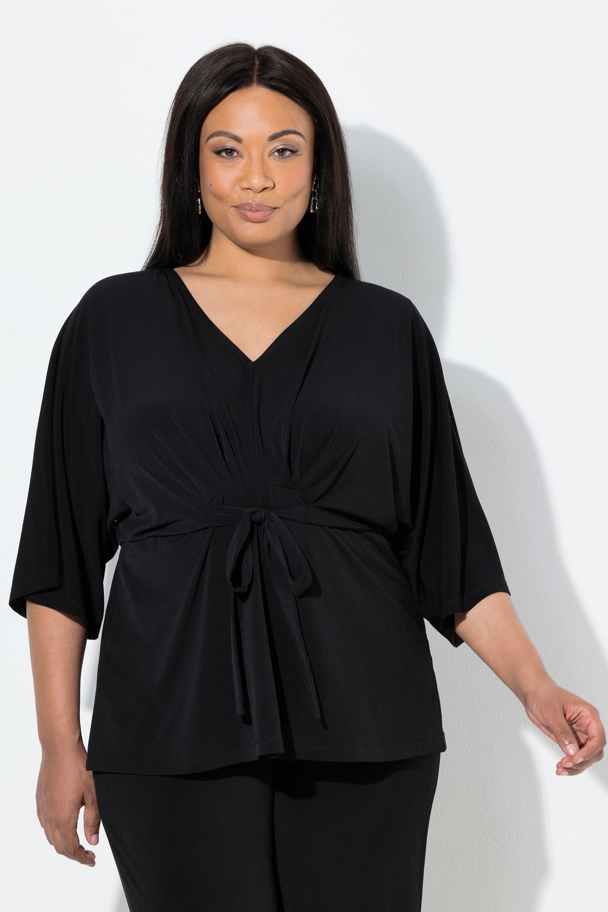 Ulla Popken Maglia a kimono Cintura Scollo a V Maniche 3/4  