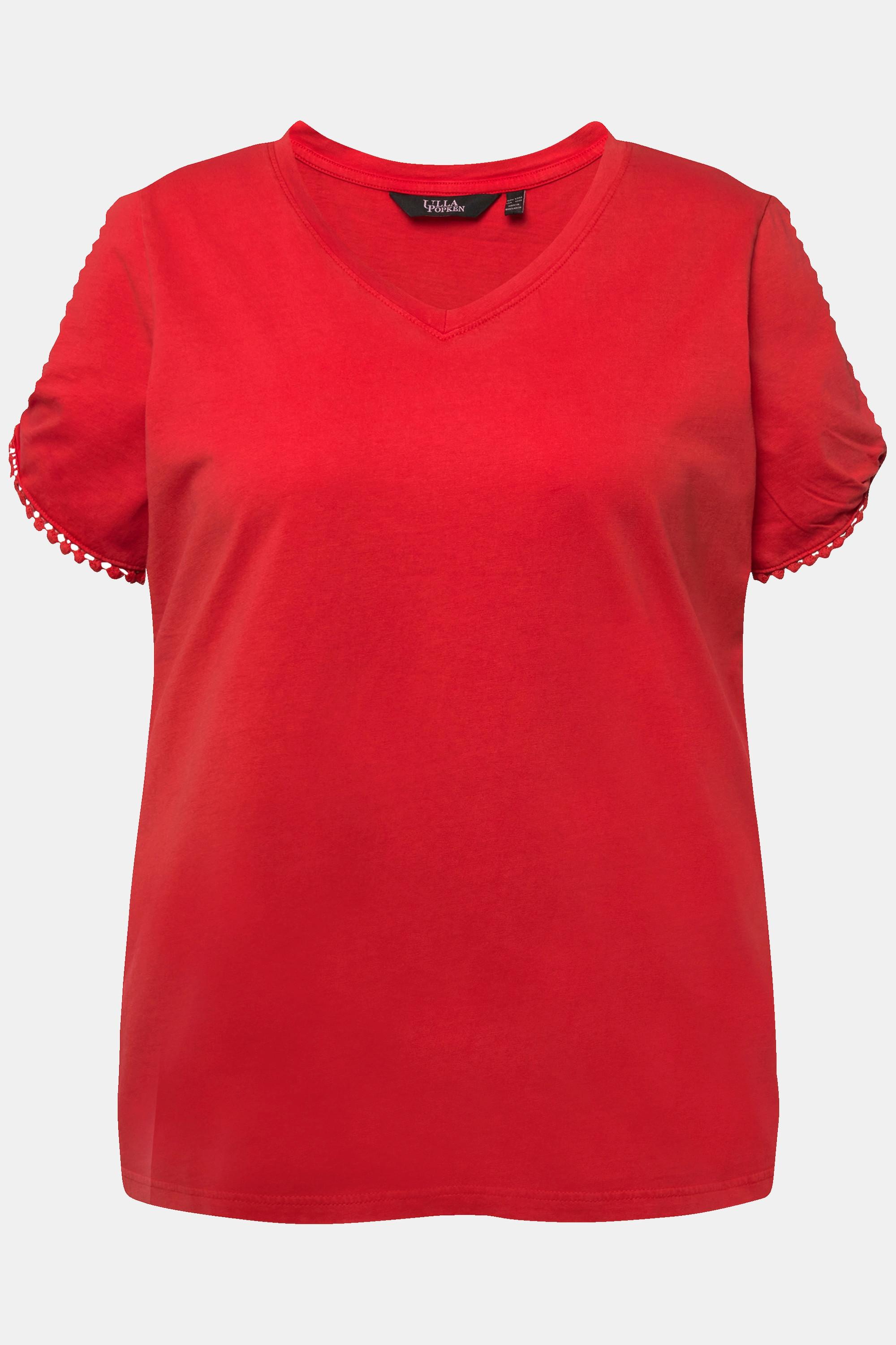 Ulla Popken  T-shirt classica con passamano, scollo a V e mezze maniche 