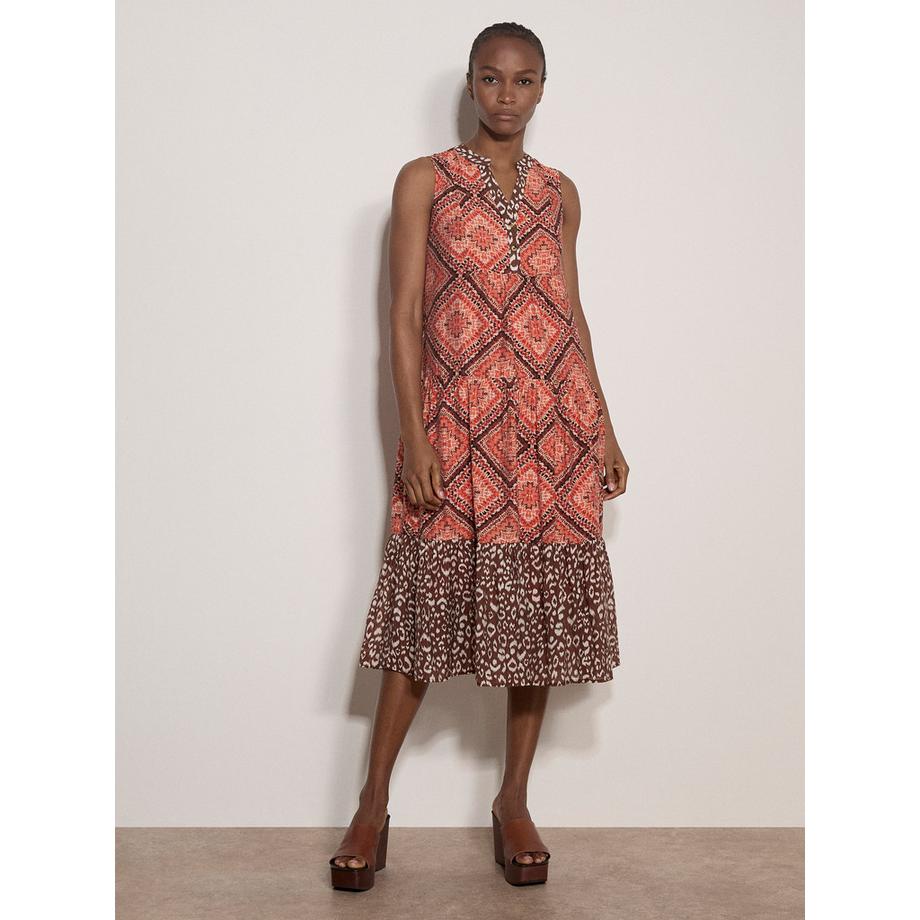 APRICOT Robe Midi Géométrique Patchwork Étages  