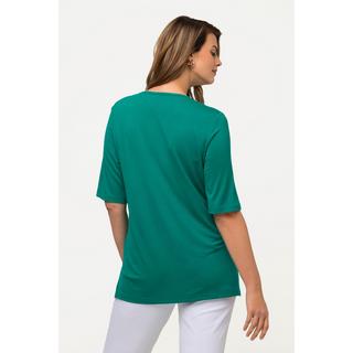 Ulla Popken  T-shirt con davanti doppio, scollo a V e mezze maniche 