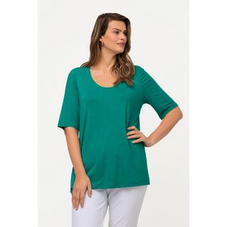 Ulla Popken  T-shirt con davanti doppio, scollo a V e mezze maniche 