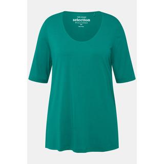 Ulla Popken  T-shirt con davanti doppio, scollo a V e mezze maniche 