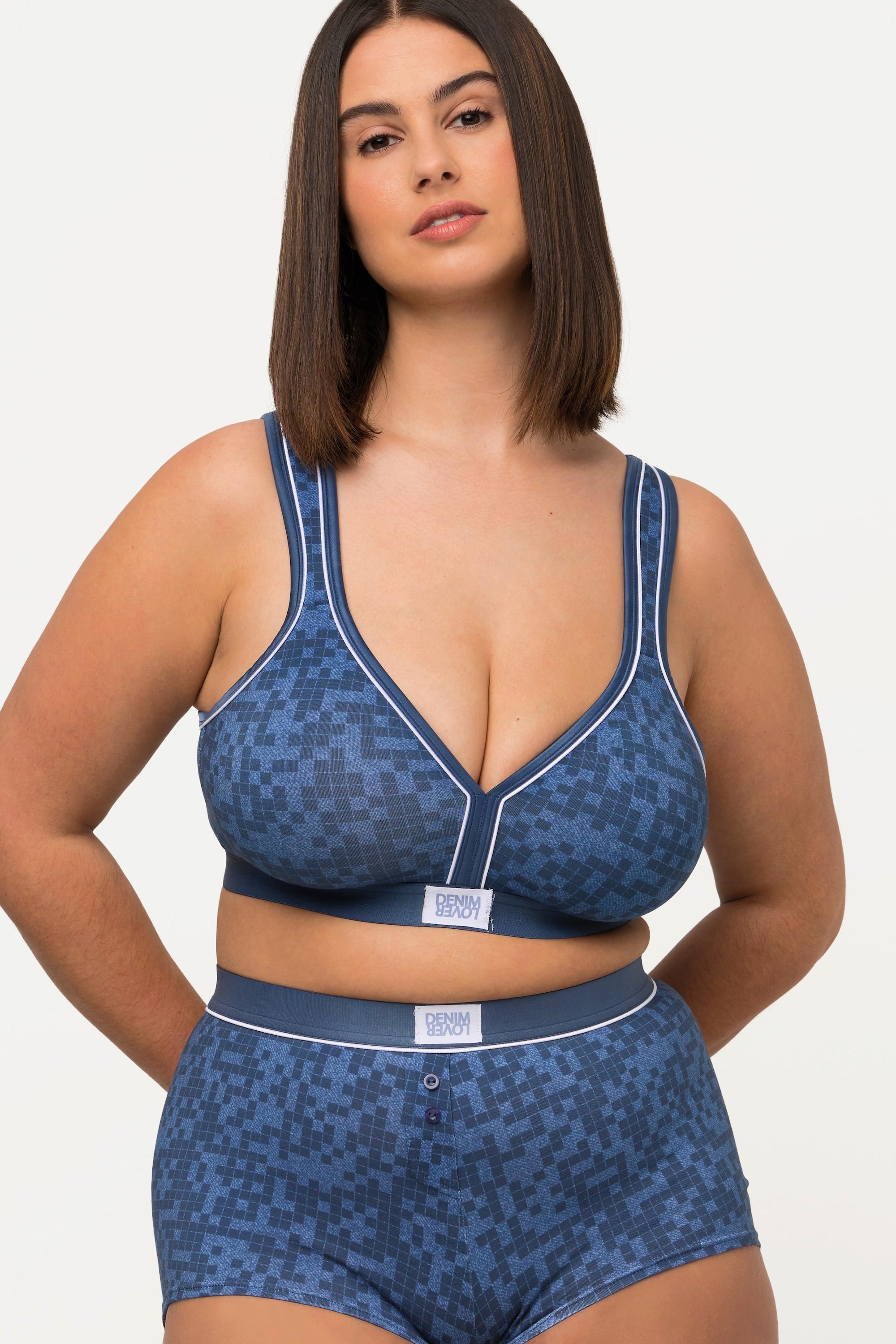 Ulla Popken  Reggiseno minimizer senza ferretto con effetto denim e coppa C-D 