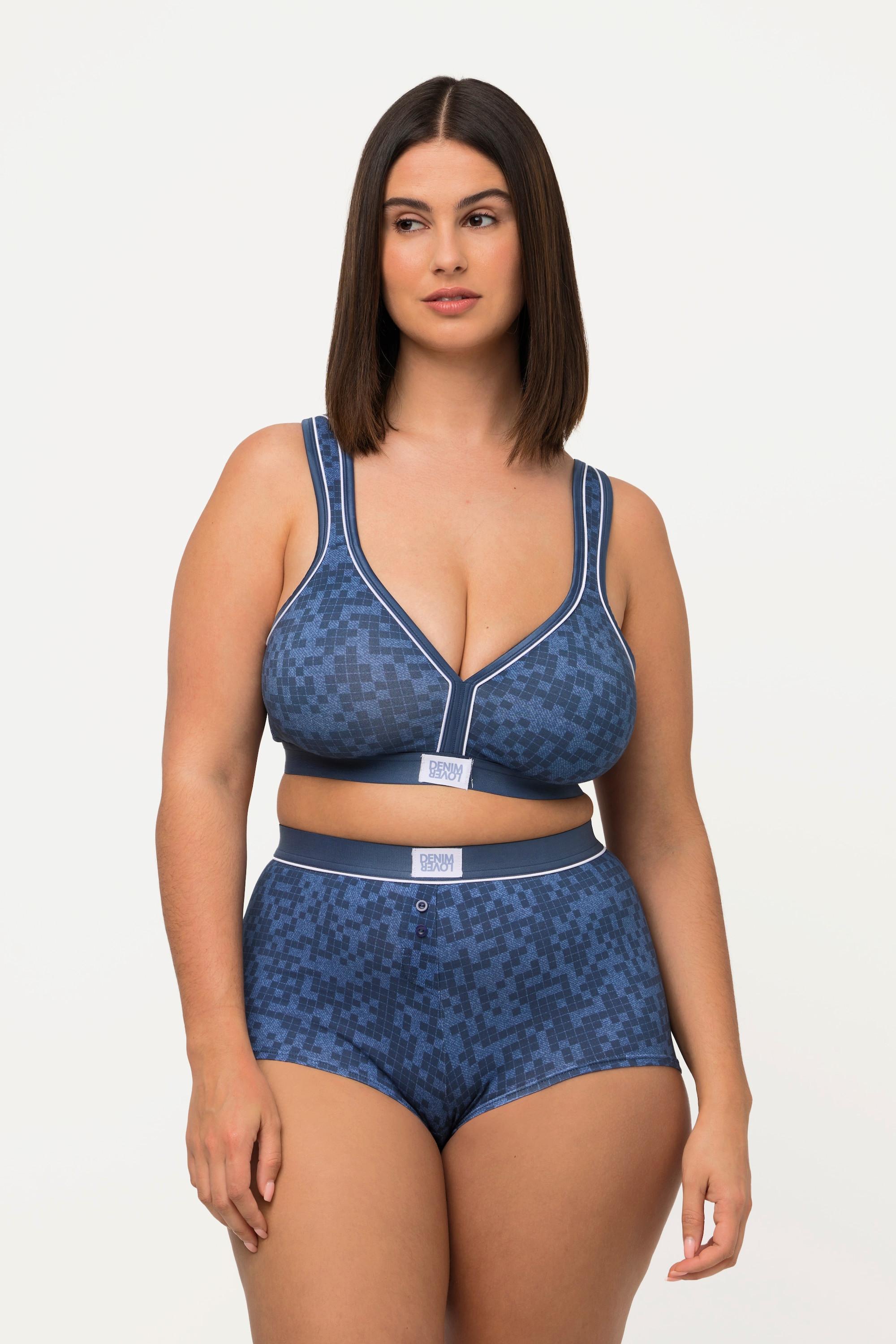 Ulla Popken  Reggiseno minimizer senza ferretto con effetto denim e coppa C-D 