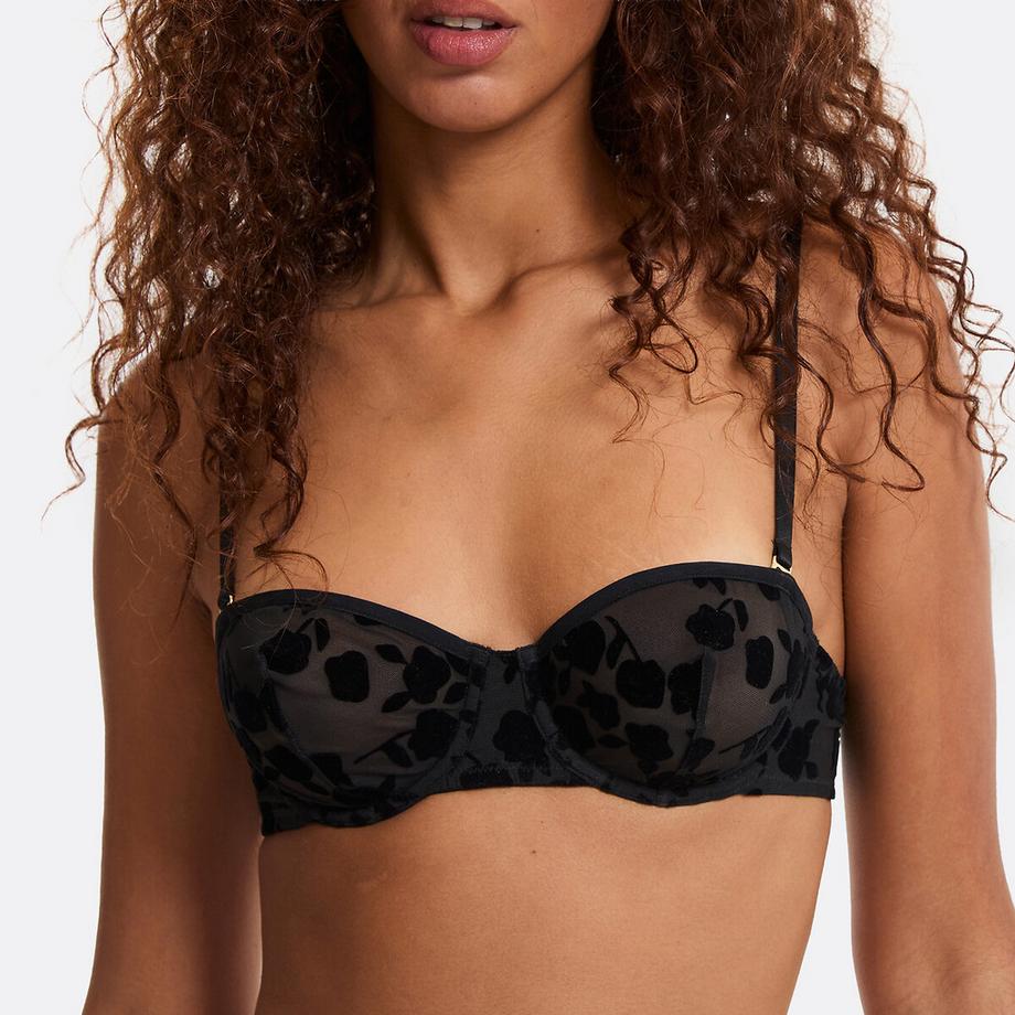 La Redoute Collections Soutien-gorge balconnet en tulle floqué  
