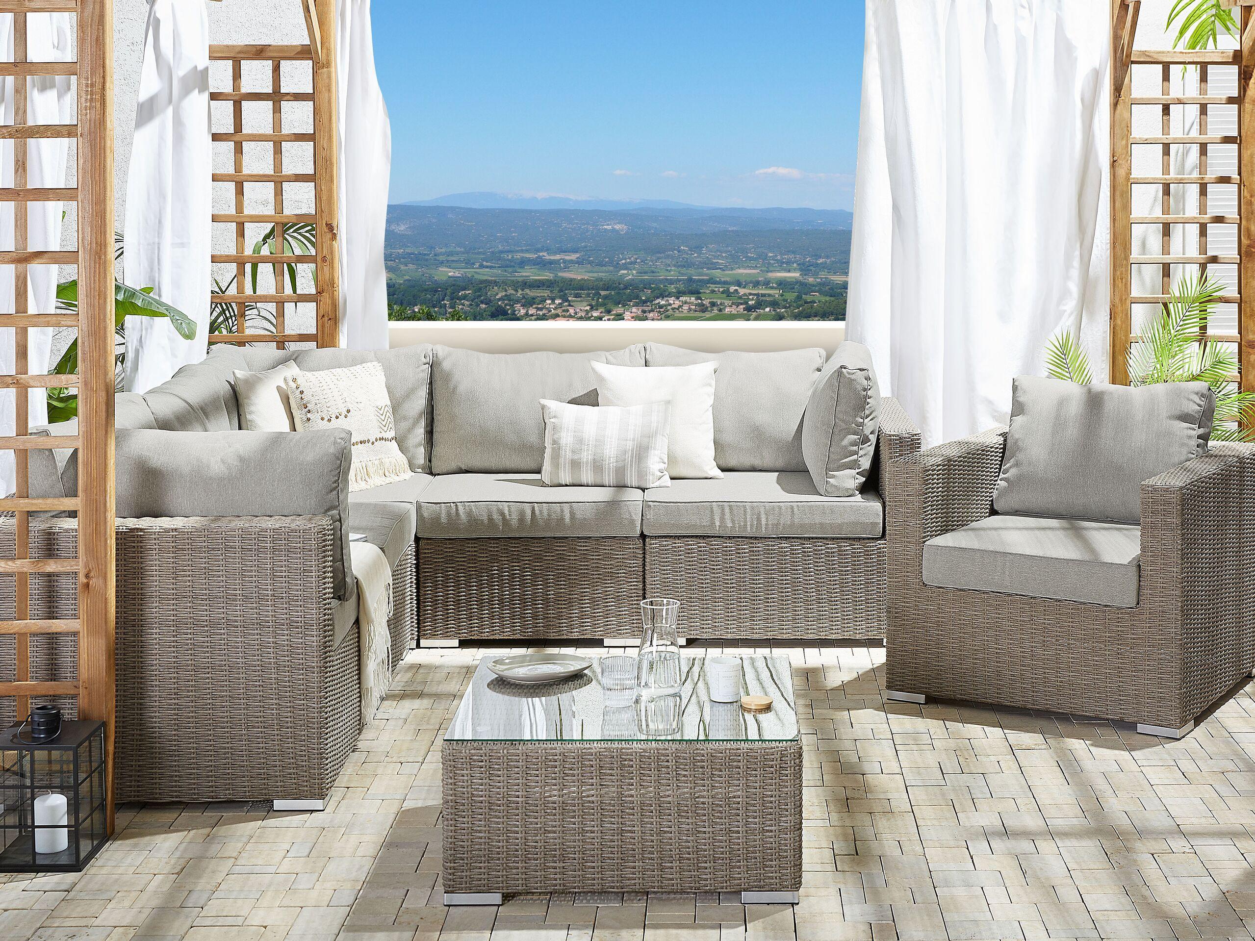 Beliani Set lounge pour jardin en Polyrotin Boho CONTARE  