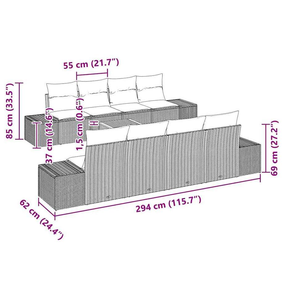 VidaXL Ensemble de canapé de jardin poly rattan  