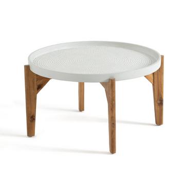 Table basse acacia et fibres de ciment