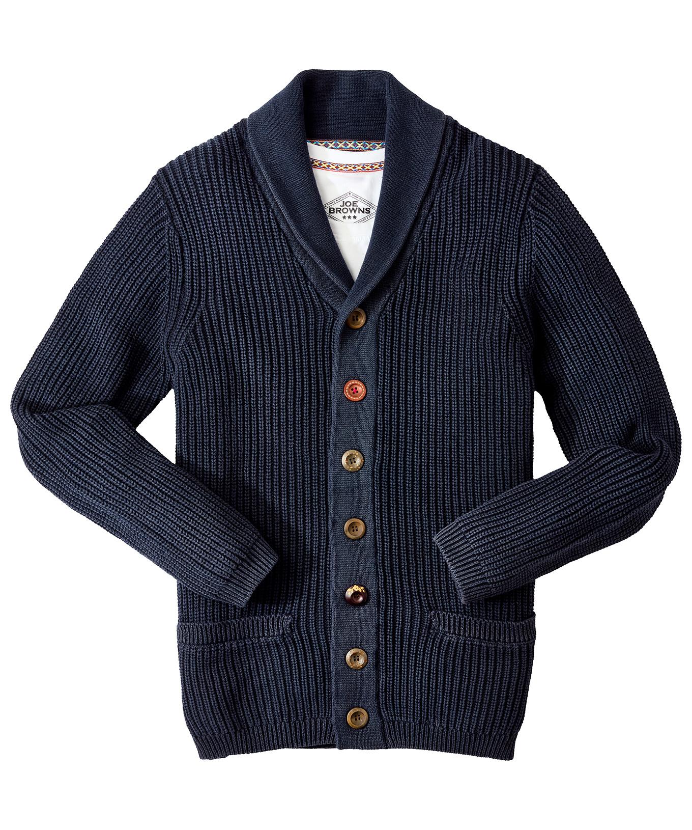 Joe Browns Cardigan Collo Sciarpa Bordo Azteco Effetto Usato  