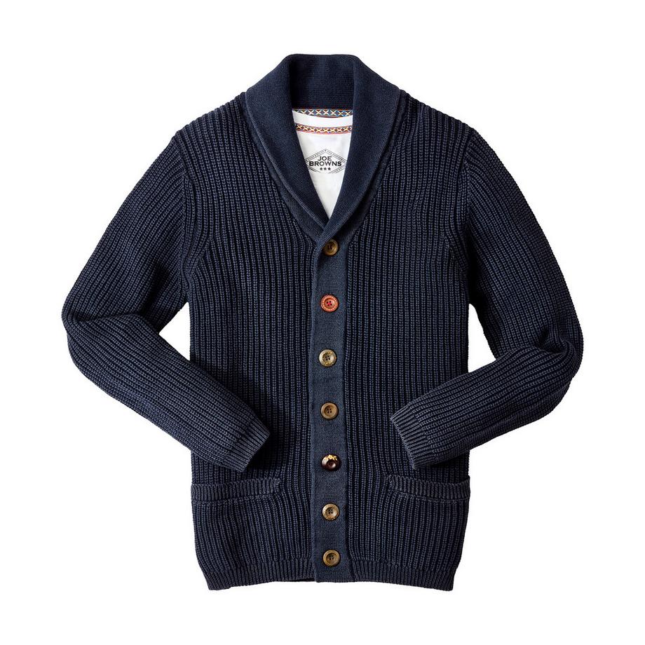 Joe Browns Cardigan Collo Sciarpa Bordo Azteco Effetto Usato  