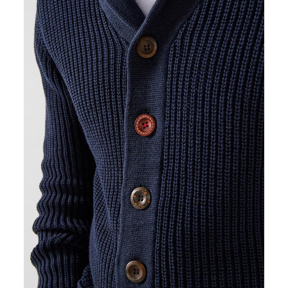 Joe Browns Cardigan Collo Sciarpa Bordo Azteco Effetto Usato  