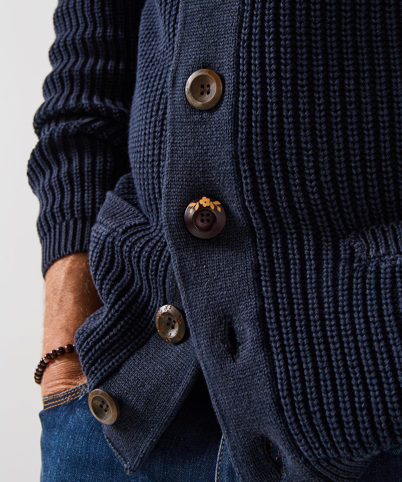 Joe Browns Cardigan Collo Sciarpa Bordo Azteco Effetto Usato  