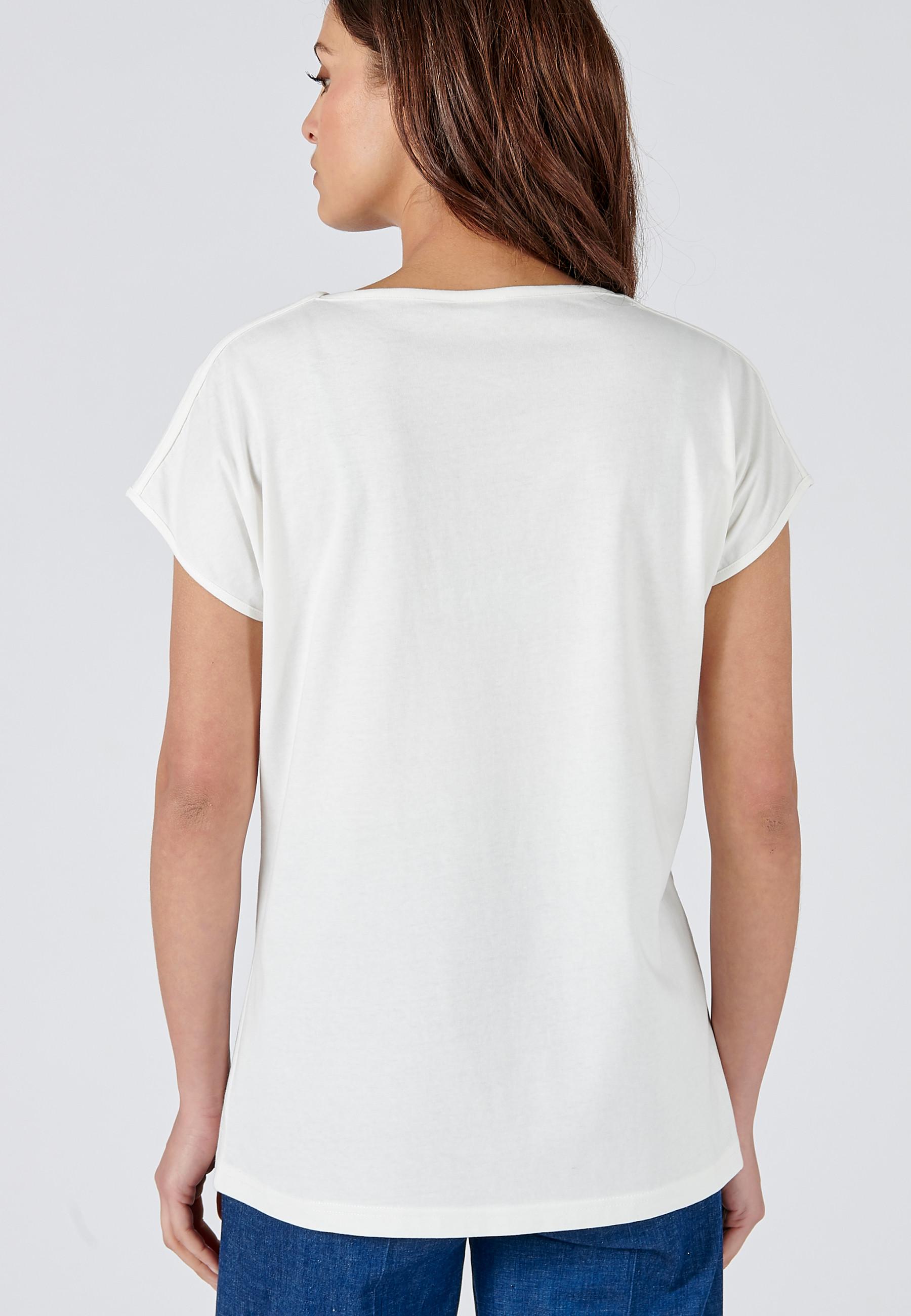 Damart  Besticktes T-Shirt aus Bio-Baumwolle mit T-Ärmeln. Stickerei am Ausschnitt. 