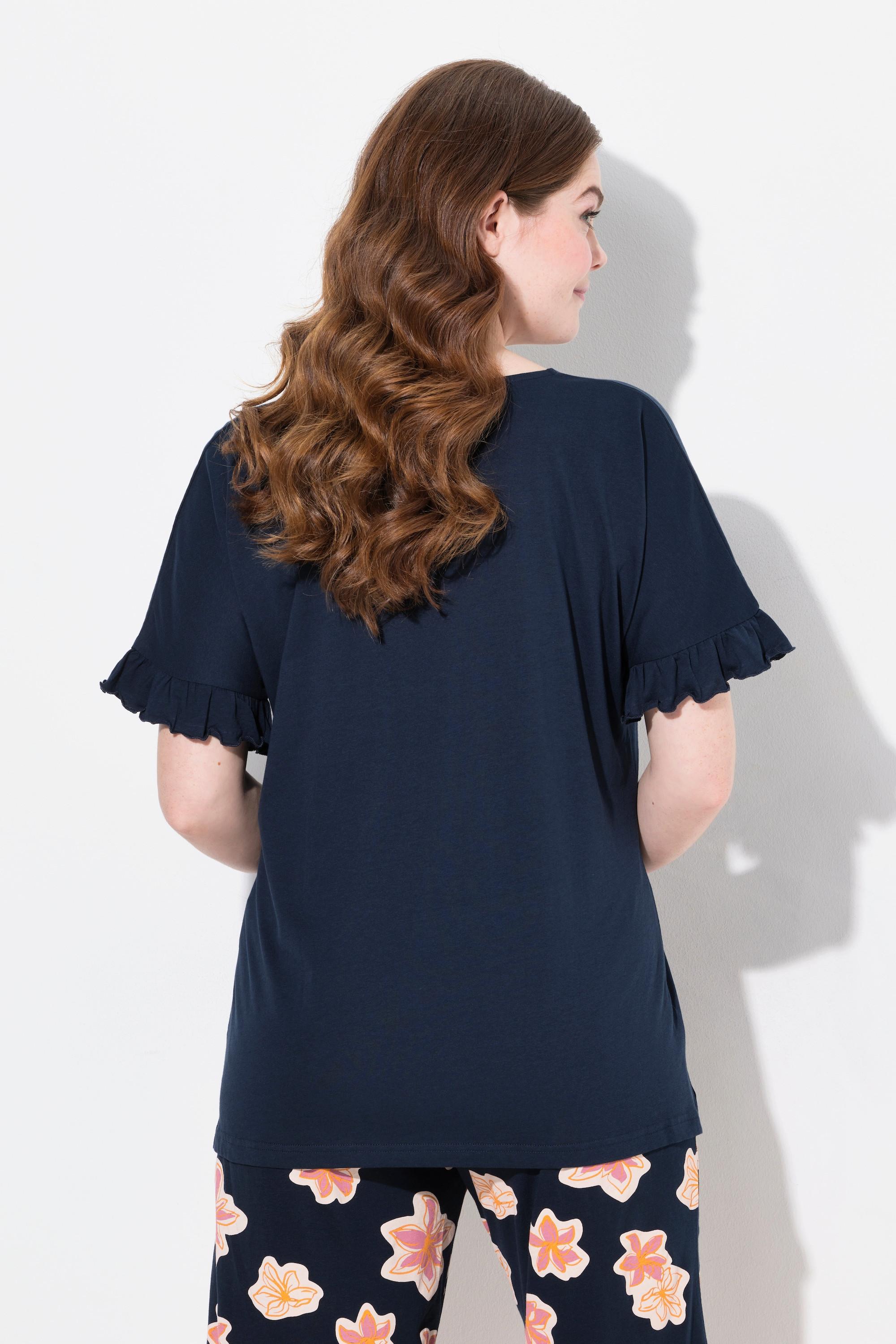 Ulla Popken Pure Scollo a V Manica ad Aletta Maglia Pigiama  