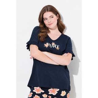 Ulla Popken Pure Scollo a V Manica ad Aletta Maglia Pigiama  