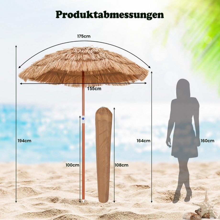 Northix Hawaiianischer Strandschirm mit Tragetasche & Neigbarem Design Tischschirm 175 cm  