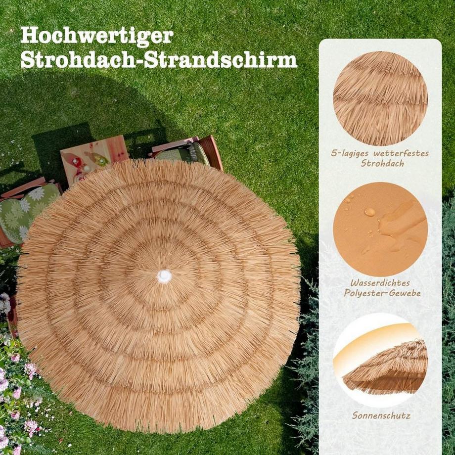 Northix Hawaiianischer Strandschirm mit Tragetasche & Neigbarem Design Tischschirm 175 cm  