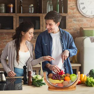 Northix Cesto di frutta in bambù e acciaio inossidabile  