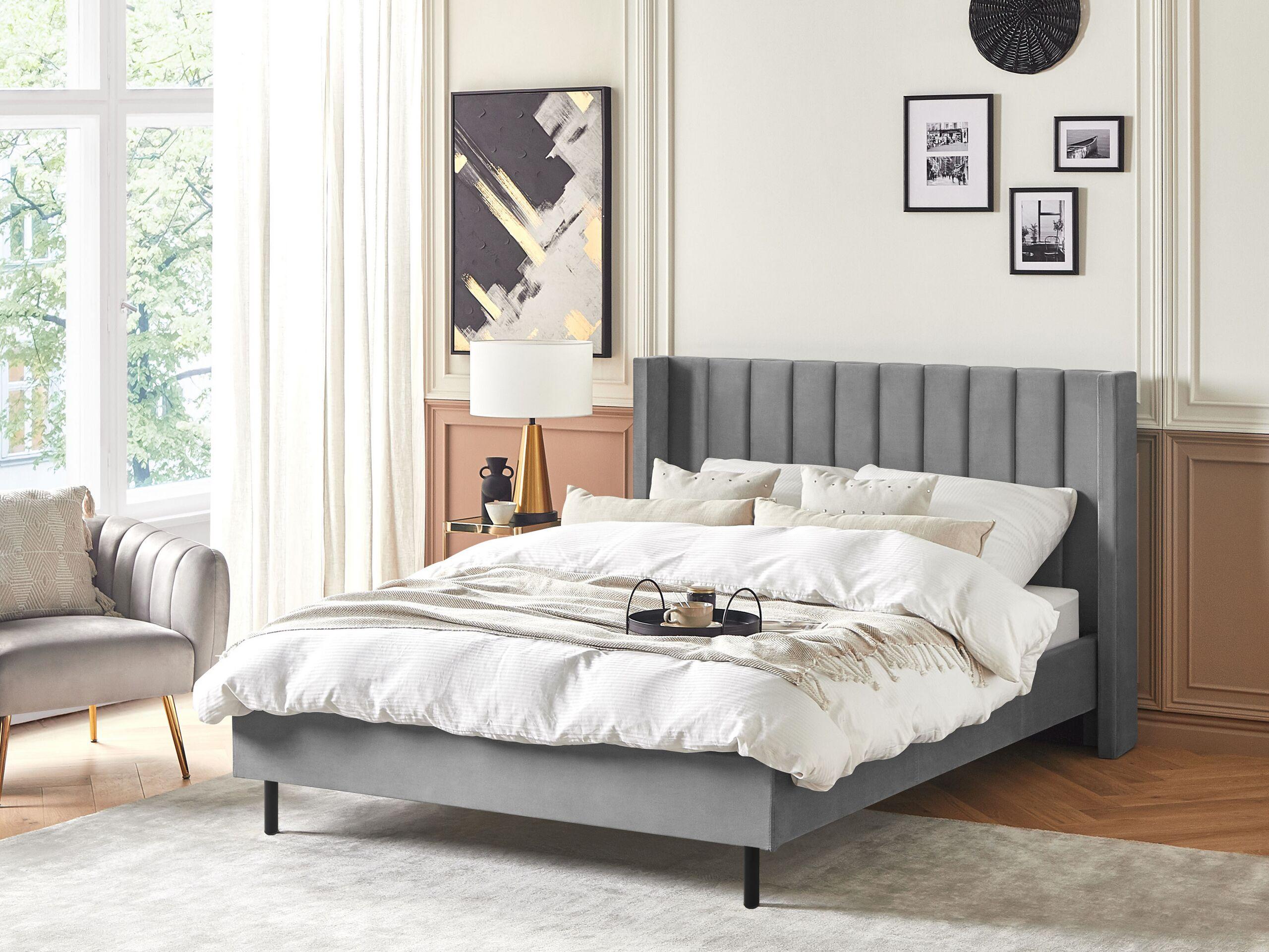 Beliani Bett mit Lattenrost aus Samtstoff Modern VILLETTE  