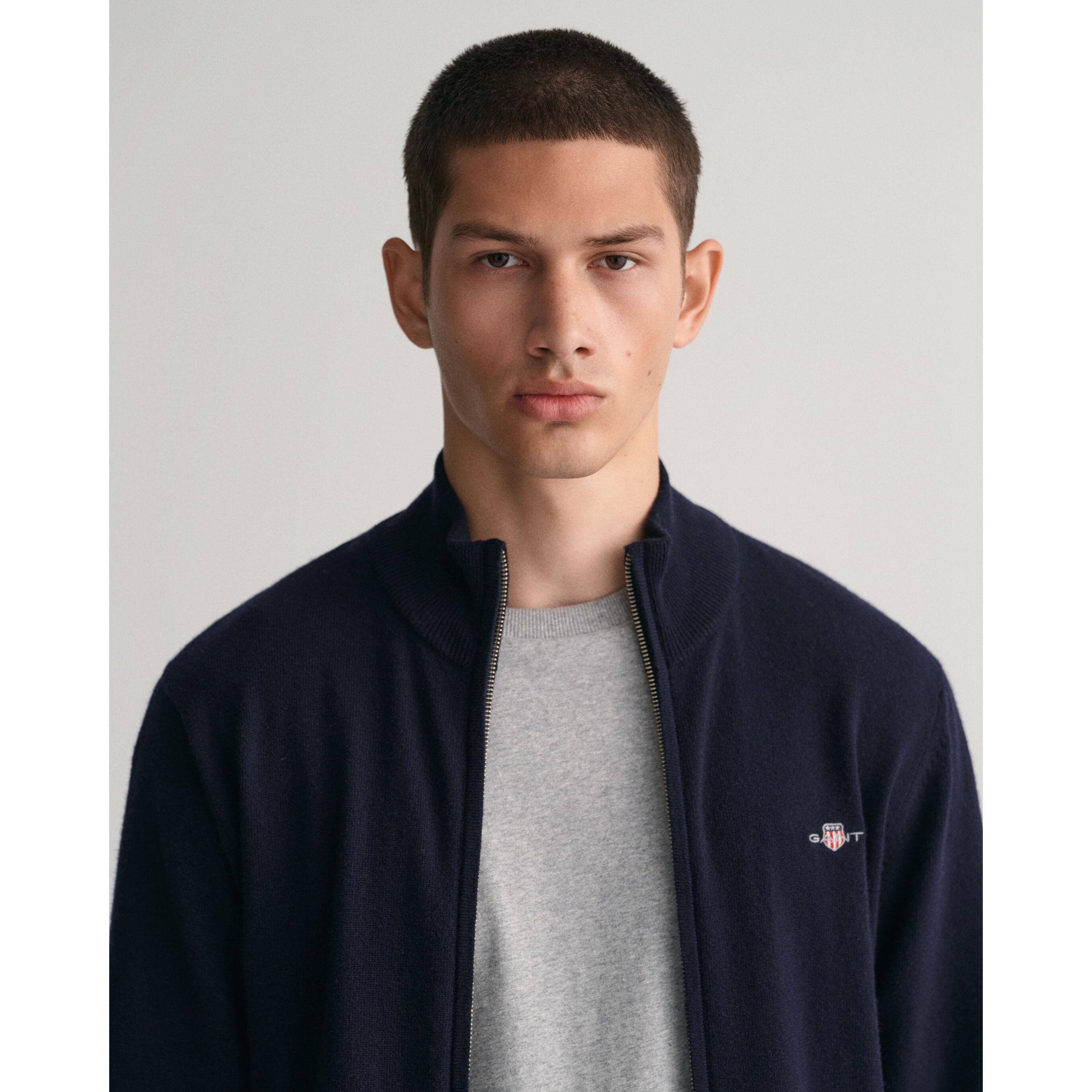 GANT Superfine Lambswool Strickjacke mit Reissverschluss  