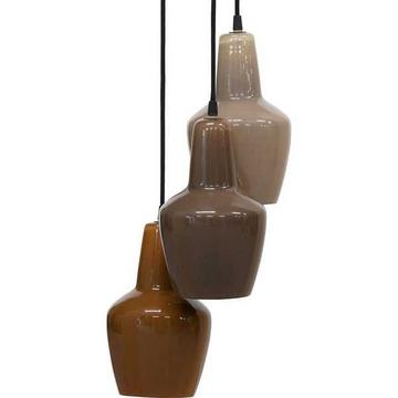 Hängelampe Pottery 3-fach Glas Brauntöne