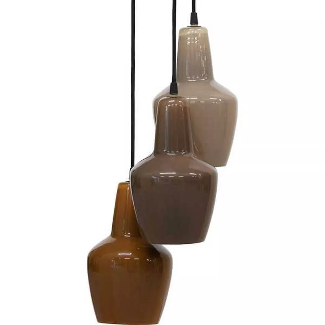 mutoni – Hängelampe Pottery 3-fach Glas Brauntöne, One Size, Braun