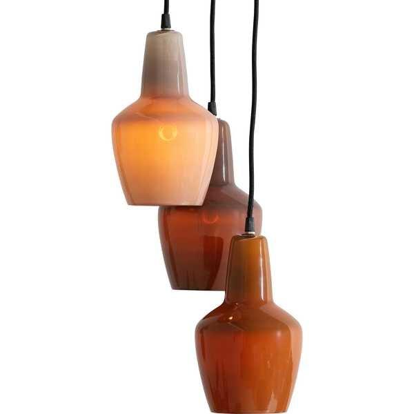 mutoni Lampe à suspension Poterie 3 fois verre tons bruns  