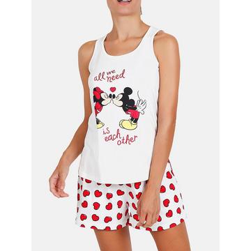 Canotta corta pigiama Love Mouse Disney avorio