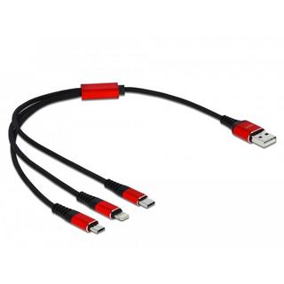 DeLock  85891 cavo USB 0,3 m USB 2.0 USB A USB C/Micro-USB B/Lightning Nero, Rosso 