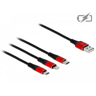 DeLock  85891 cavo USB 0,3 m USB 2.0 USB A USB C/Micro-USB B/Lightning Nero, Rosso 