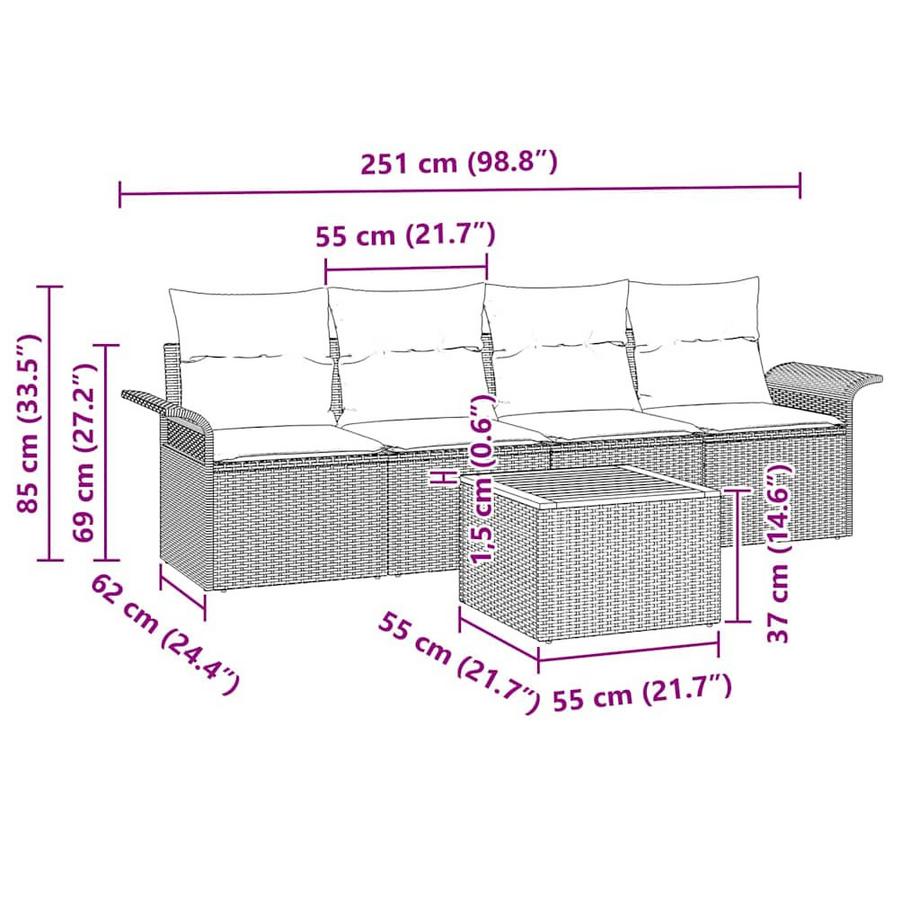 VidaXL Set Divano da Giardino Polyrattan  