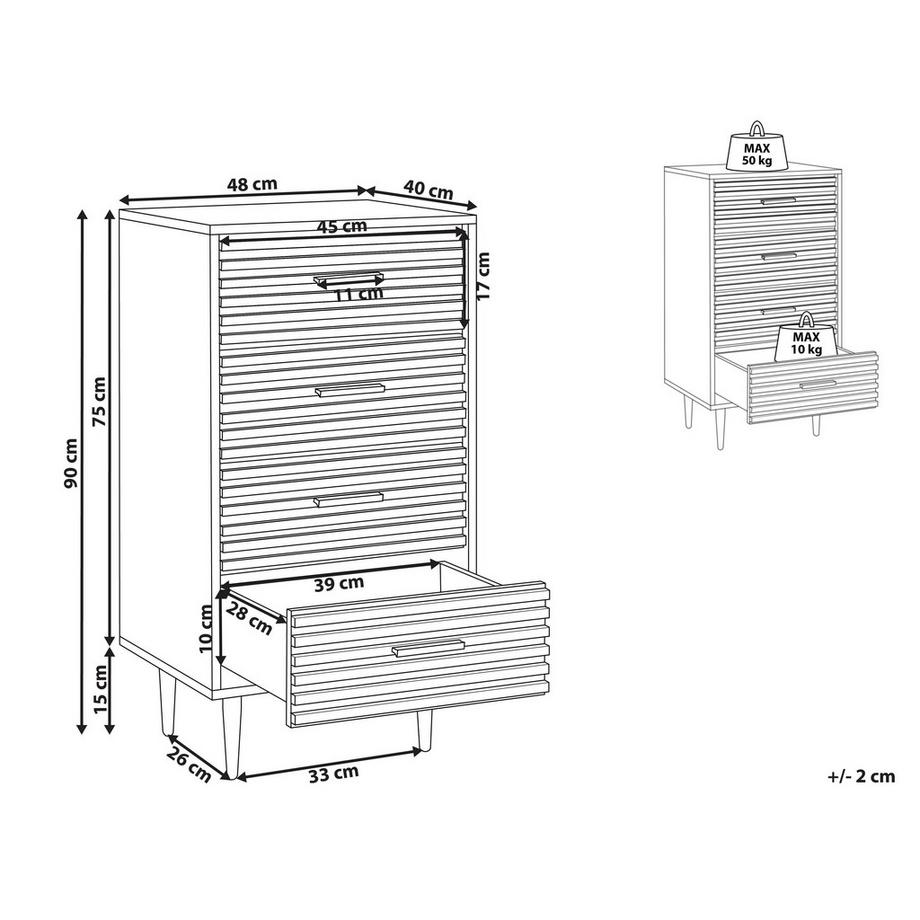 Beliani Kommode mit 4 Schubladen aus MDF-Platte Modern KEITH  