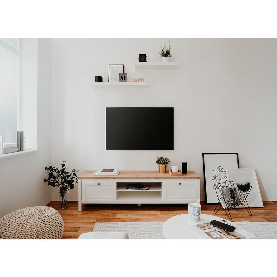 Calicosy TV-Möbel mit 2 Schubladen L160 cm - Dekor Weiß - Bergen  