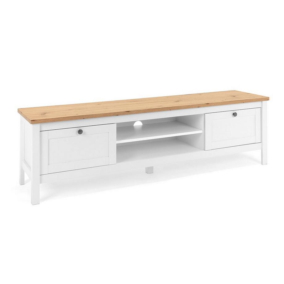 Calicosy TV-Möbel mit 2 Schubladen L160 cm - Dekor Weiß - Bergen  